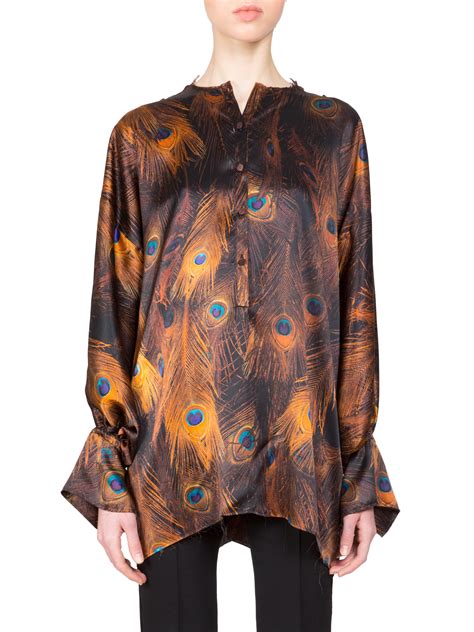 givenchy peacock blouse|Givenchy Peacock Feather Silk Loose Fit Blouse S/M, H1472.